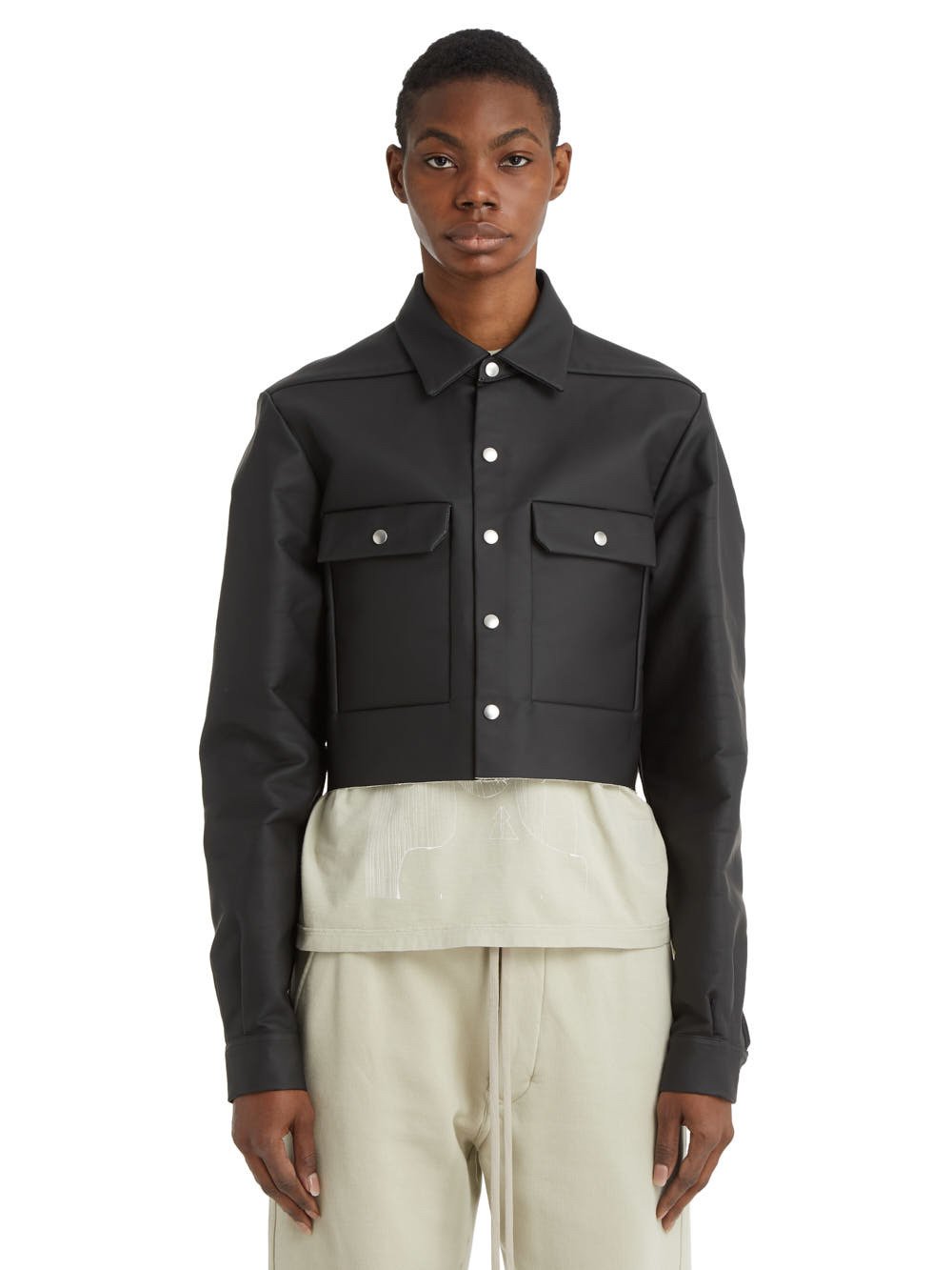 RICK OWENS DRKSHDW WOVEN JACKET CROPPED OUTERSHIRT